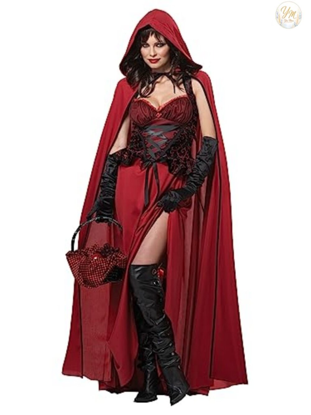 California Costumes Dark Red Riding Hood Adult Costume Dress Cloak Set